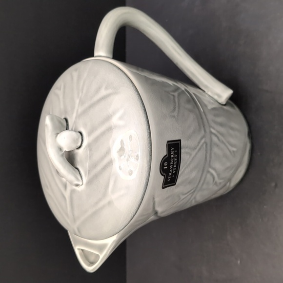 10 Strawberry Street Gray Textured Leaf Pattern Stoneware Teapot. - Picture 2 of 11
